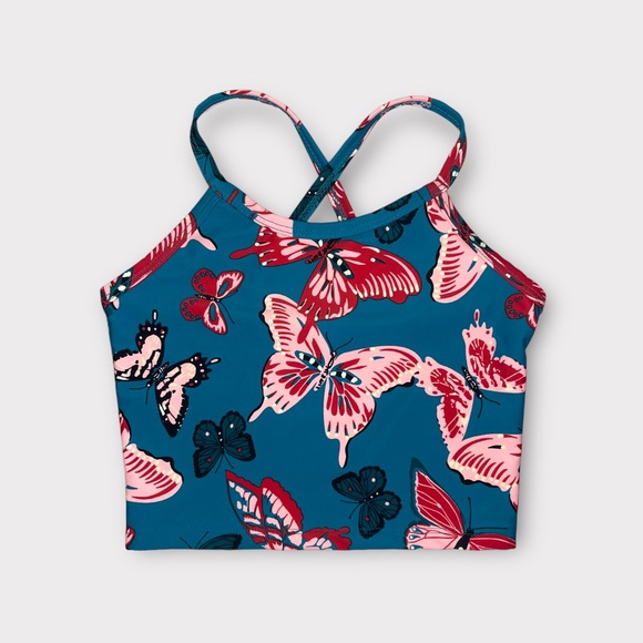 Hanna Andersson Other - Hanna Andersson Pink Butterfly Blue Racerback Swim Top